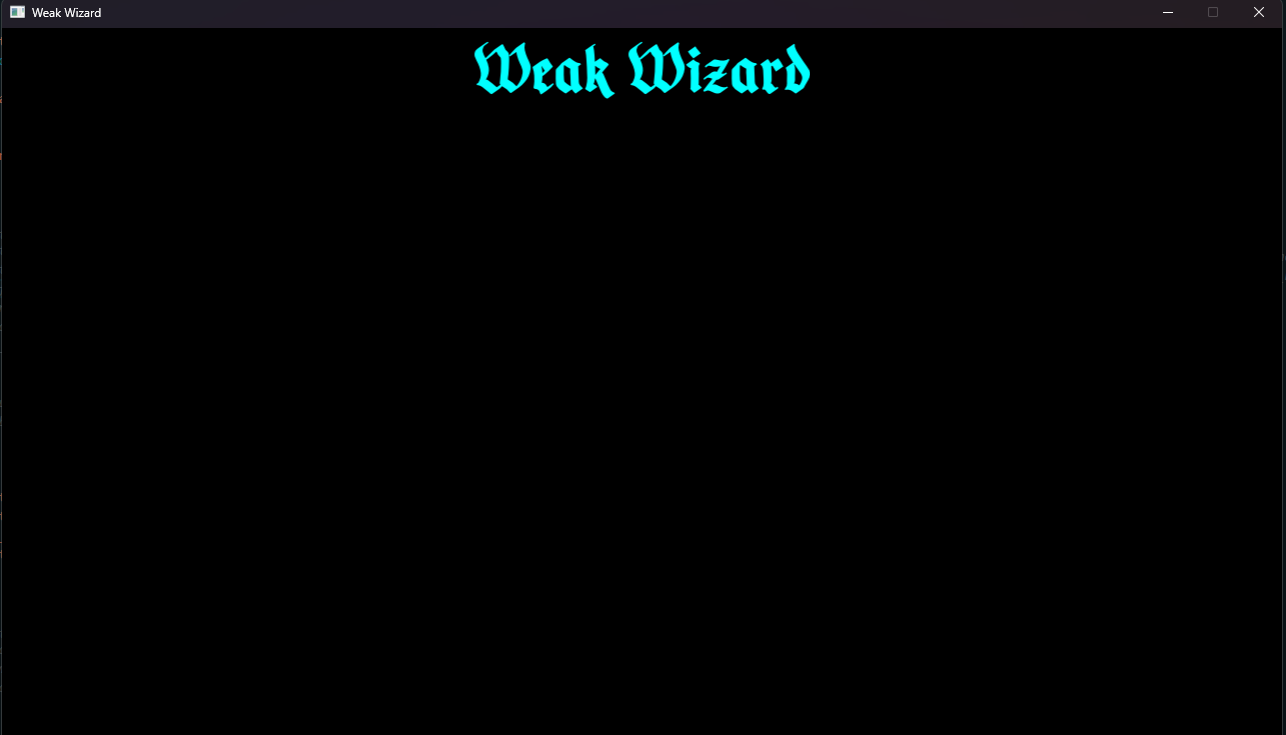 una ventana con fondo negro y el título Weak Wizard